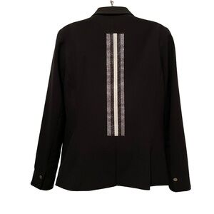 Hipchik Couture Black Glitter Mono Striped Blazer Long Sleeve Single Button